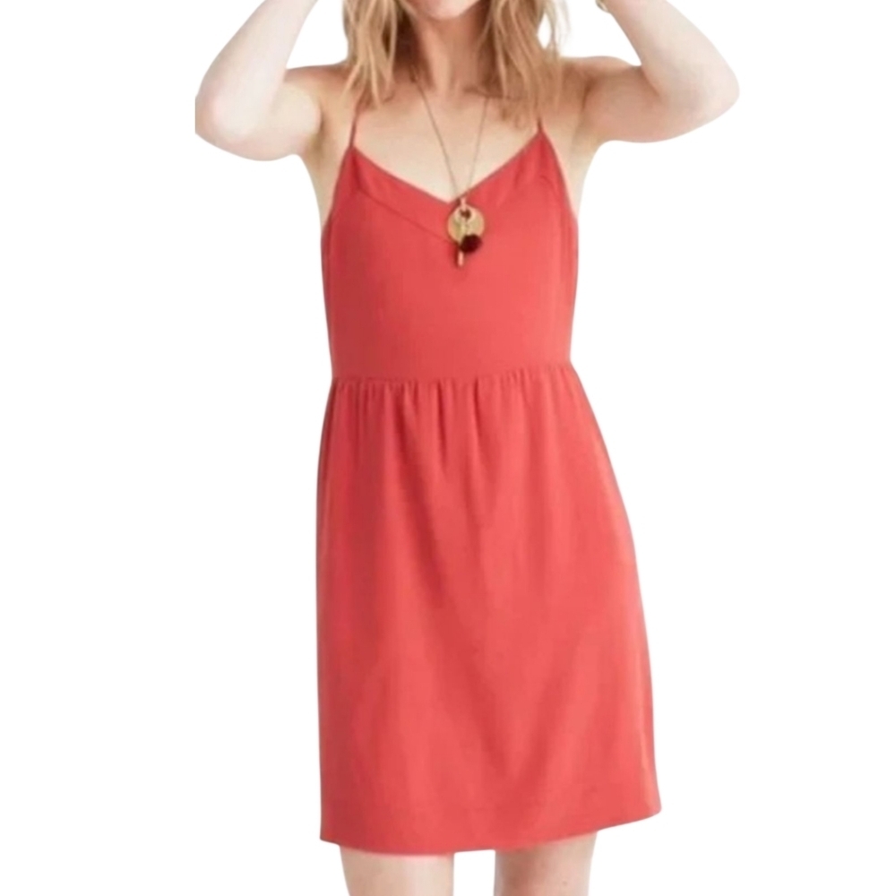 Madewell Coral Red Spaghetti Strap Sundress